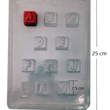 Juego 3 Moldes Acetato Abecedario Cubos 2,5 Cm Chocolates