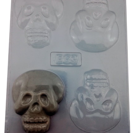Molde Acetato Para Chocolate Halloween 4 Calaveras Mod E63
