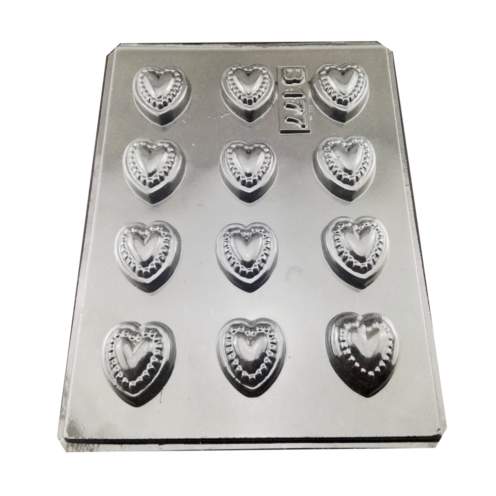 Molde Acetato 12 Corazones Relieve Para Chocolates B177 | Panchis Cakes