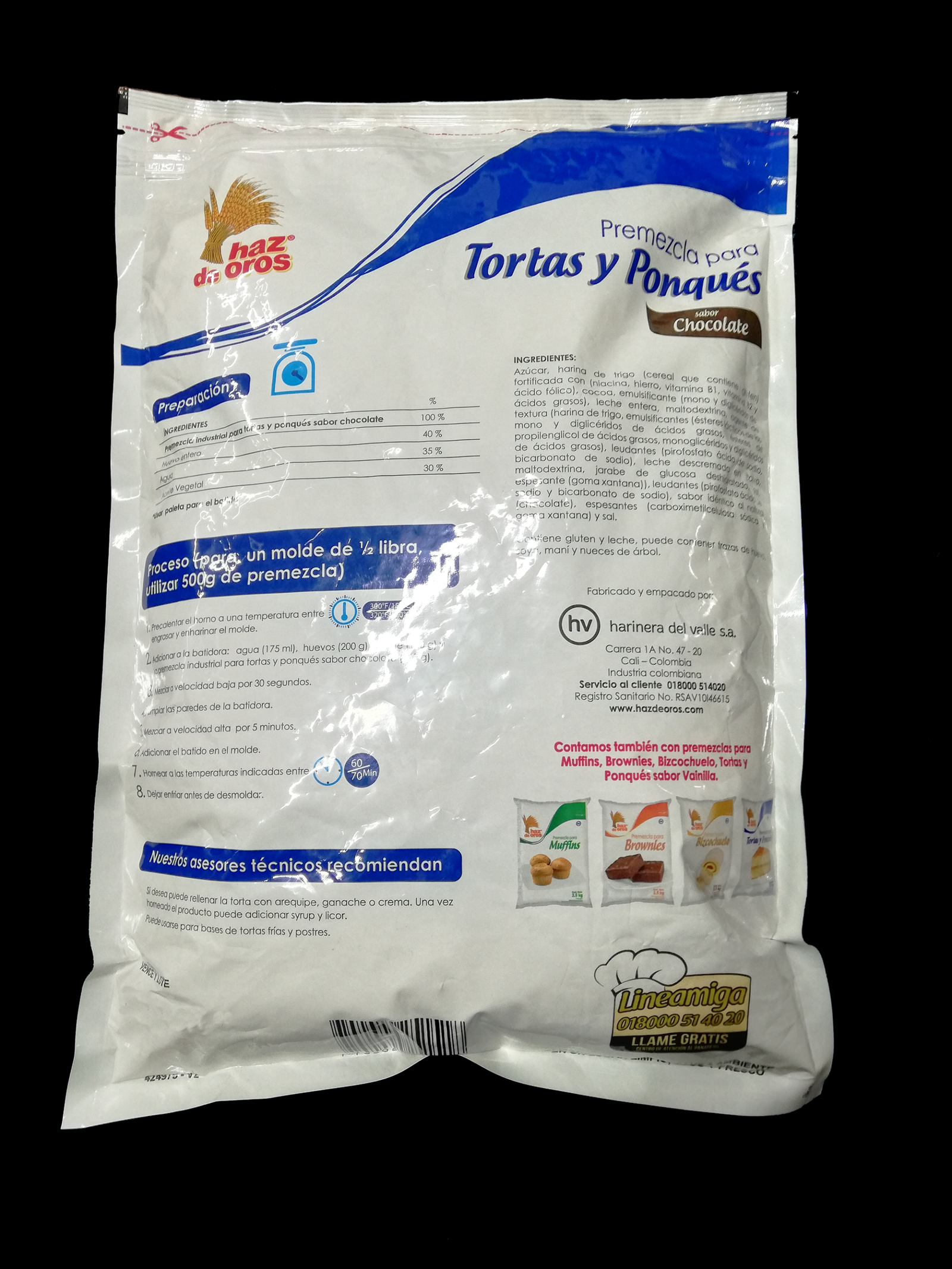 Premezcla Para Tortas Y Ponqués Haz De Oros 2,5kg Chocolate - Imagen 4