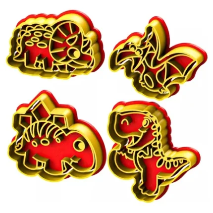 Set De 4 Cortadores Dinosaurios para galletas y fondant