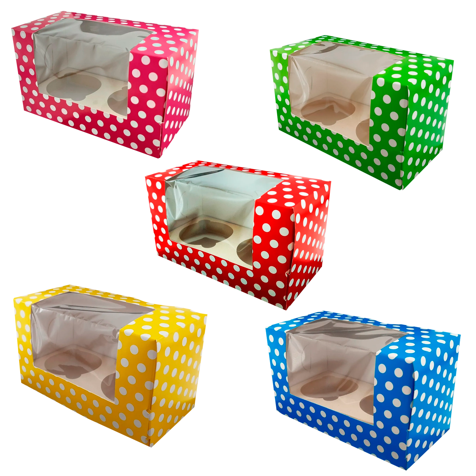Media Docena Caja Decorativa Para 2 Cupcakes Mod Lunares – Panchis Cakes