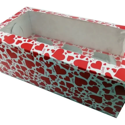 Media Docena Cajas Decorativas Corazon Love Para 6 Cupcakes