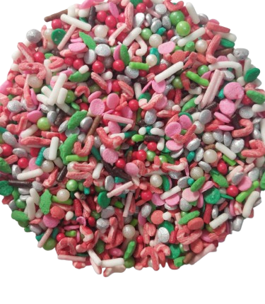 Grageas Sprinkles Navidad con tono Rosa  100g