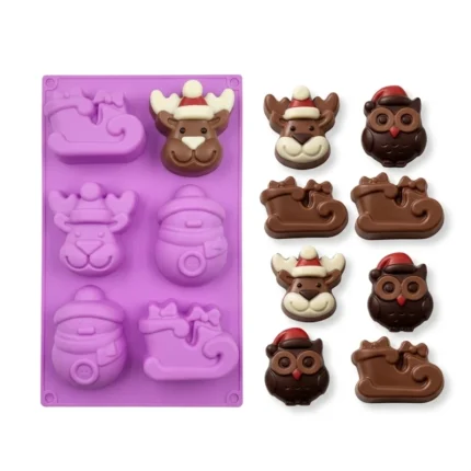 Molde Silicon Navidad Reno Trineo Muñeco Nieve 6 figuras brownies gelatinas Colombia