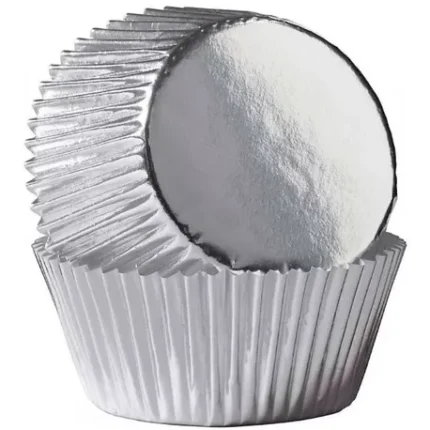 Capacillos  Metalizados Plateados #1 Para Cupcake 60 Pzas