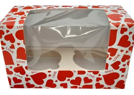Media Docena Cajas Decorativas 2 Cupcake Modelo Corazones