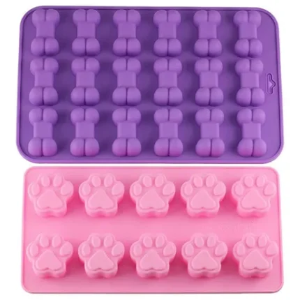2 Moldes Silicon Huellitas Y Huesitos de Perro Para Repostería