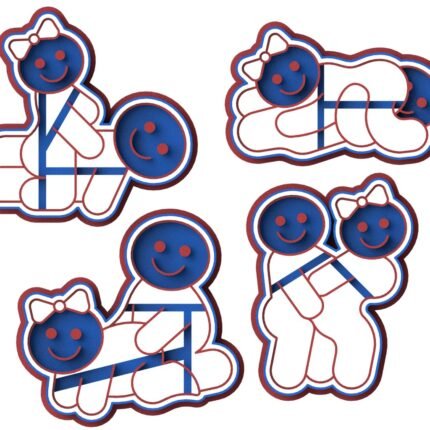 Juego 4 Cortadores y sello Posiciones Eróticos para galletas, fondant