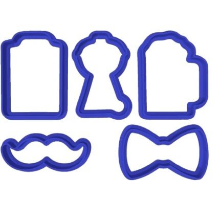 Set 5 Cortadores Sello Hombre Papá  Para Fondant Y Galletas