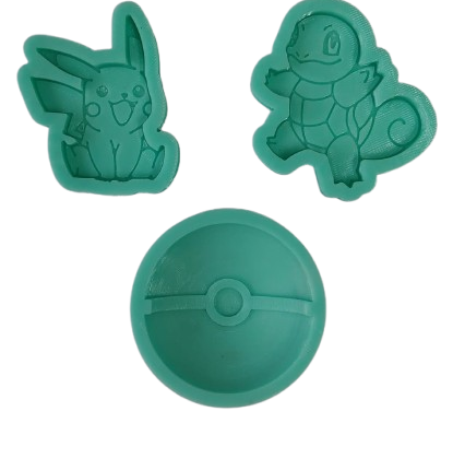 Molde Silicon Trio PIKACHÚ , POKEBOLA Y SKIRTLE POKEMÓN
