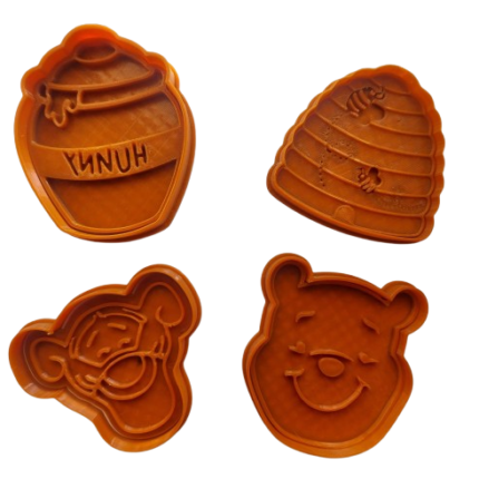 Cortador Winnie Pooh y Tiger x 4 de 8 cm para Galletas