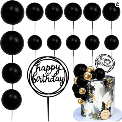 Esferas Plásticas para Decorar Tortas en Negro