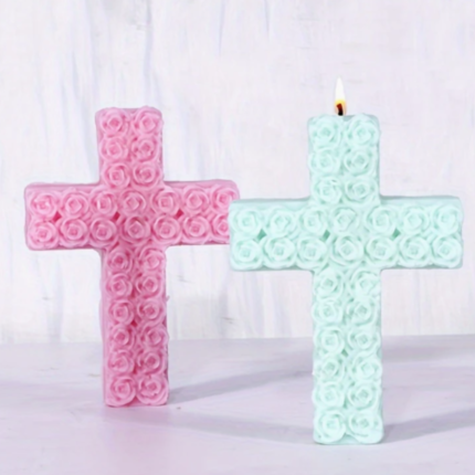 Molde Silicon Cruz de Rosas para Velas, Resina y Jabones