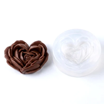 Molde Silicon Flor Corazón para Chocolate fondant 8.4cm diámetro romántico Colombia