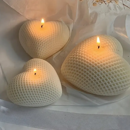 Molde Silicón Corazón tejido  Para Velas , Resina, Jabones.