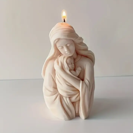 Molde Silicón Virgen María y Jesús Para Velas , Resina, Jabones