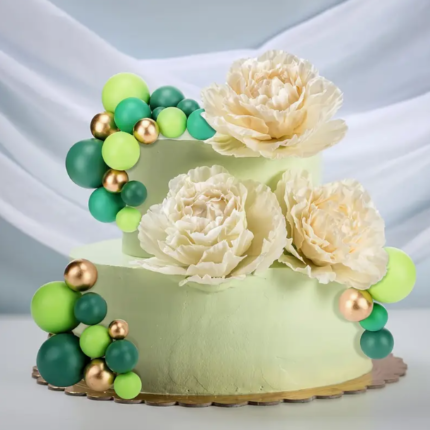Esferas Plásticas para Decorar Tortas Color VERDE Y DORADO