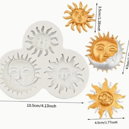 Molde Silicon Cara de sol y luna para Fondant, Chocolates y velas