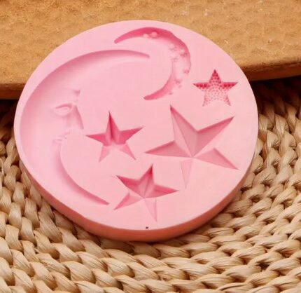 Molde Silicon Media luna y estrellas para Fondant, Chocolates y velas