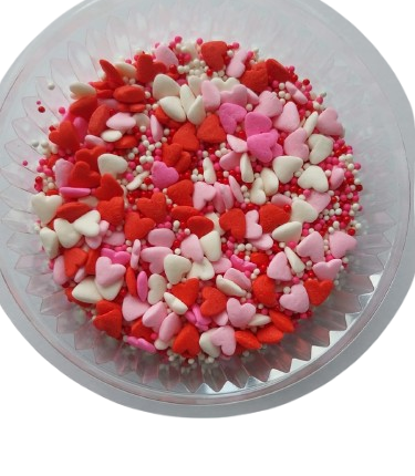 Grageas Importadas de Corazones Tricolor Para Decorar Donas Cupcakes Galletas 100g