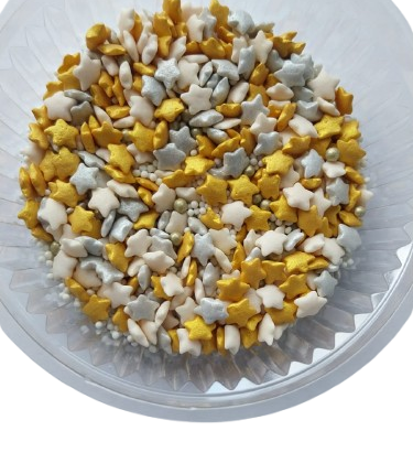 Grageas Importadas de Estrellas Tricolor Para Decorar Donas Cupcakes Galletas 100g