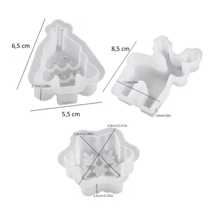 Juego 3 Moldes Silicon Navidad Arbolito Copo Reno chocolate fondant navideño Colombia