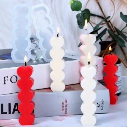 Molde Silicon De 5 Corazoncitos para Velas, Resina y Jabones