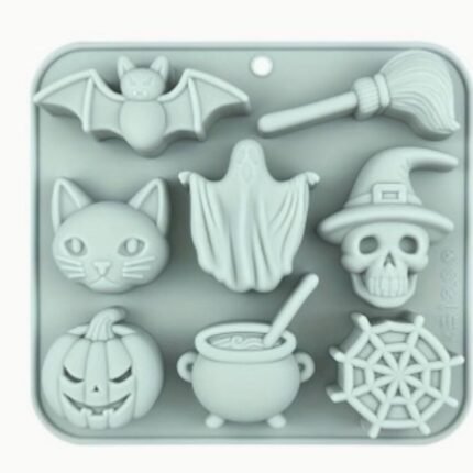 Molde Silicón 8 FIGURAS DE HALLOWEEN para Chocolates, Gelatinas, Gomitas y Velas