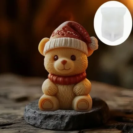 Molde Silicon Oso Navidad con Gorro para Chocolate fondant 8x6cm navideño Colombia