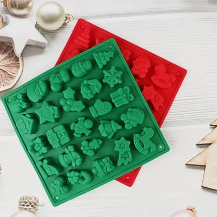 Molde Silicon Dulces Navideños 25 Figuras chocolate fondant 19x18cm Colombia
