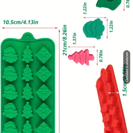 Molde Silicon Navidad Para Bombones 3 figuras x 15 unidades