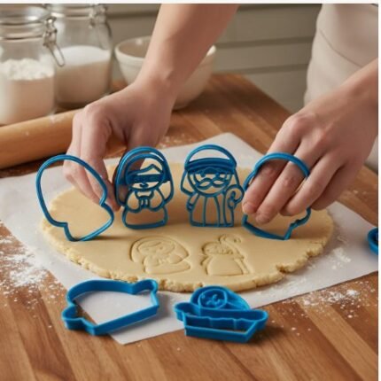 Cortador y Sello Pesebre De Plástico Para Galletas y Fondant X 6 PIEZAS