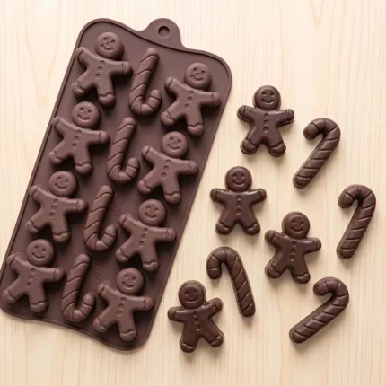 Molde Silicon Hombre Jengibre Bastón Navidad x12 bombones chocolates 20x10cm Colombia