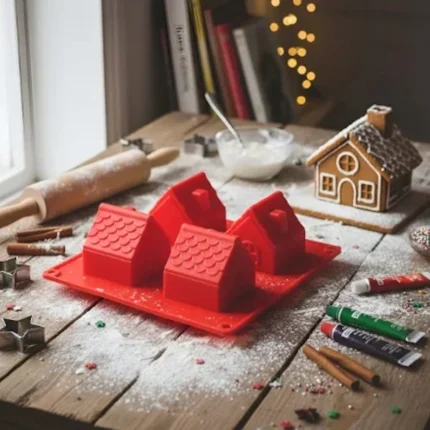 Molde Silicon 4 Casitas Navidad para Chocolate fondant 17x17cm navideño Colombia