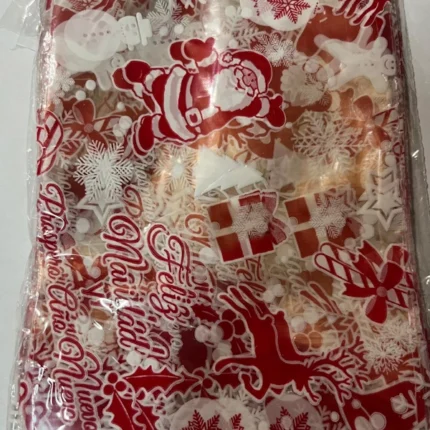 100 bolsas navideñas polipropileno 14x20cm dulces repostería con cintas rojas Colombia