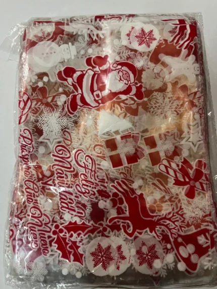 100 bolsas navideñas polipropileno 14x20cm dulces repostería con cintas rojas Colombia