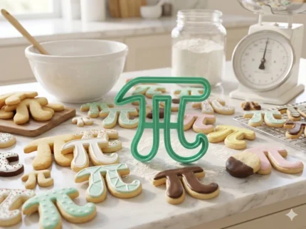 Galletas decoradas con símbolo pi matemático cortador fondant repostería temática