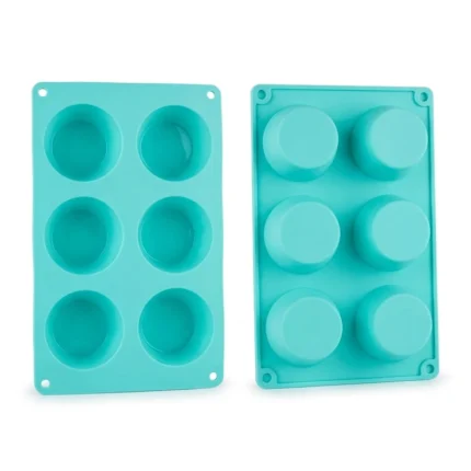 Molde silicona cupcakes 6 cavidades verde agua apto horno microondas congelador Colombia