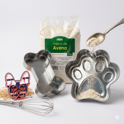 Combo repostería canina moldes hueso huella harina avena Colombia