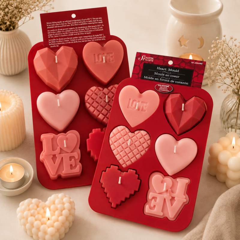 MOLDE SILICON CORAZONES VARIOS PARA CHOCOLATES, JABONES O VELAS