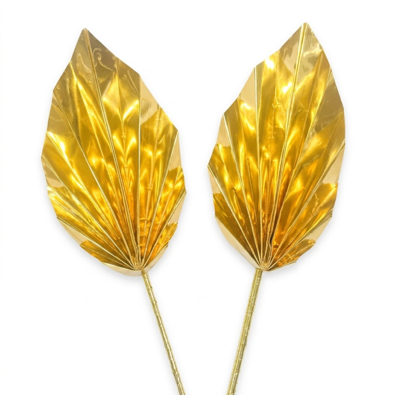 Abanicos Dorados para decorar Tortas x 6 unidades / Topper Palma Metalizado para tortas
